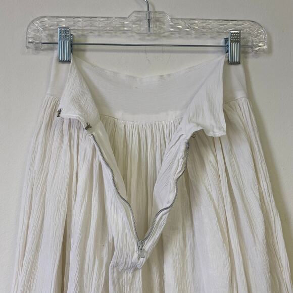 Vintage White Bark Crepe High Waist Gathered Skirt - Picture 5 of 7